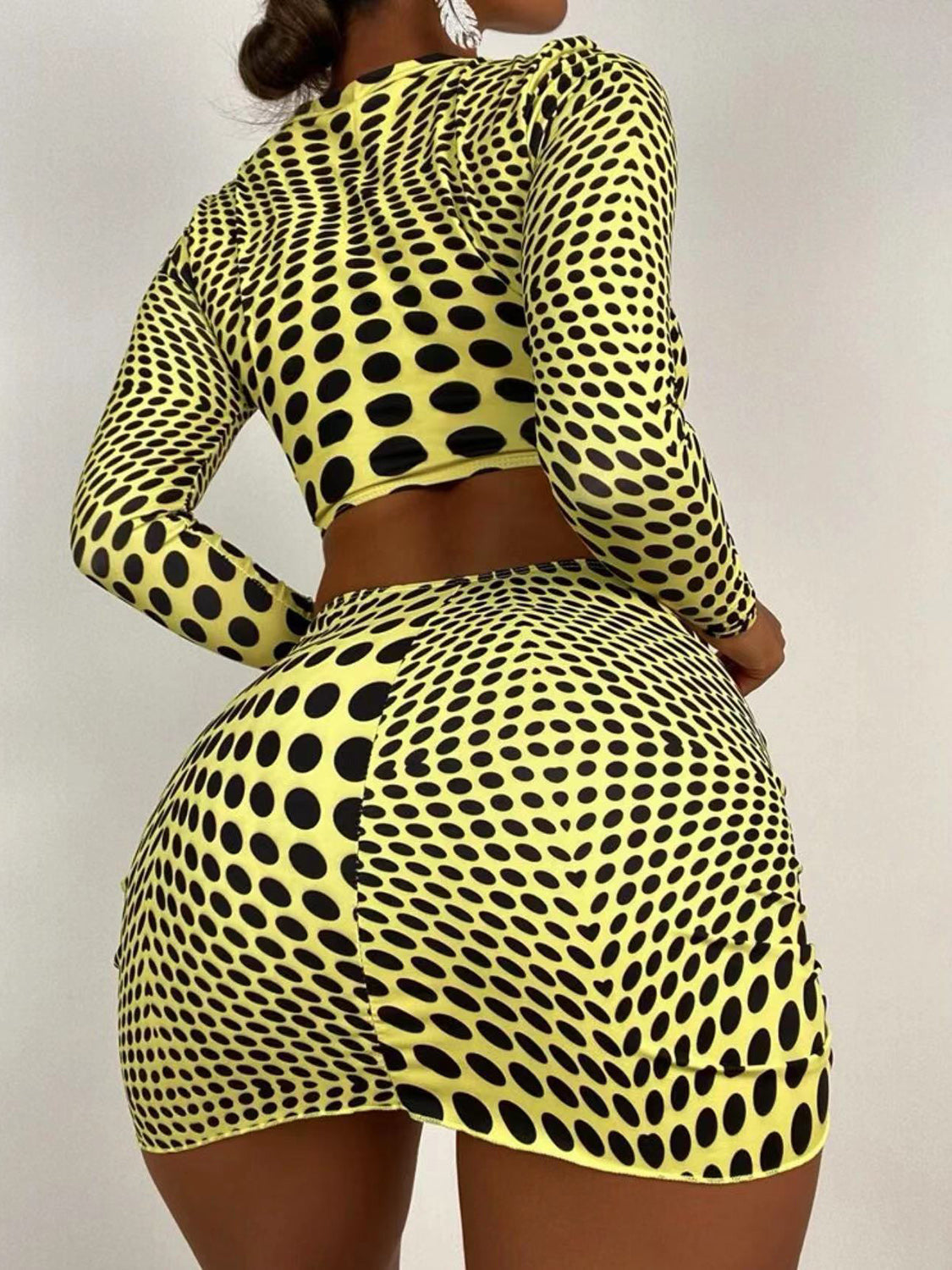 Polka Dot Long Sleeve Three-Piece Swim Set-VMA Specialties Boutique