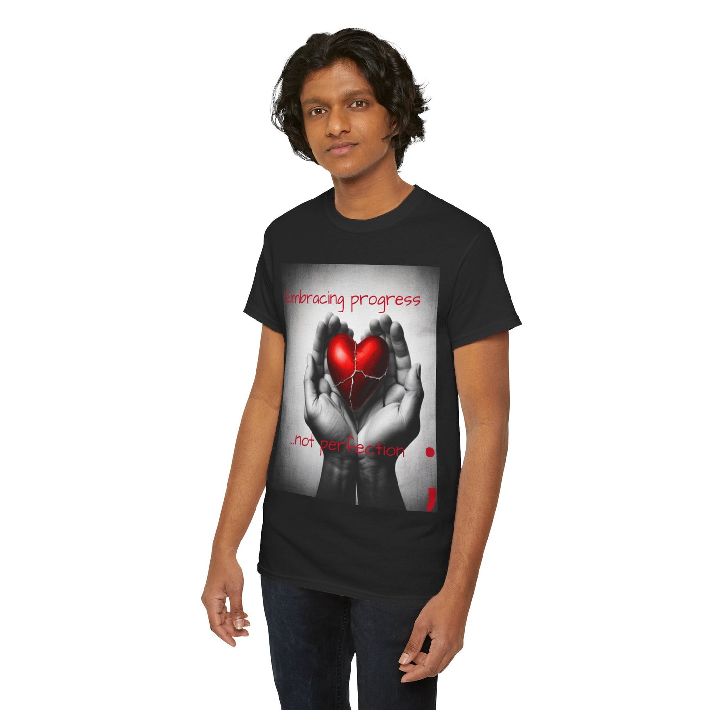 Embracing Progress, Not Perfection Mental Health Awareness Unisex Heavy Cotton Tee