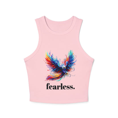 Racer Tank Top, 'fearless' Graphic Design, Edgy & Empowering Top, Casual Outings, Layering, Women's Tee, Graffiti Style