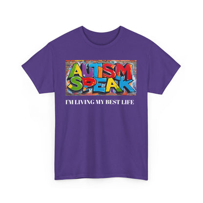Graffiti Style Tee Shirt with 'AUTISM SPEAK' Design