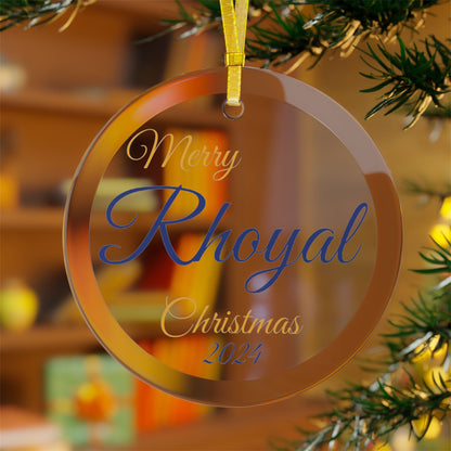 Glass Ornaments Merry Rhoyal Christmas 2024 Royal Blue and Yellow Sorority Inspired Ornament