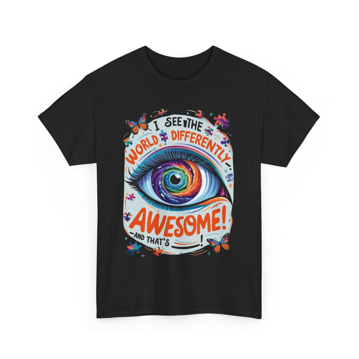 Autistic Mind Unisex Tee, Neurodiversity Shirt, Eye Galaxy T-Shirt, Puzzle Pieces, Unique Perspectives Tee, Autism Awareness