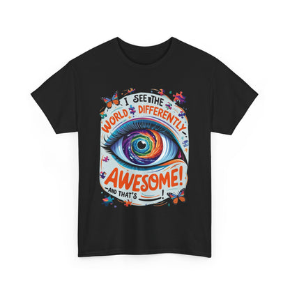 Autistic Mind Unisex Tee, Neurodiversity Shirt, Eye Galaxy T-Shirt, Puzzle Pieces, Unique Perspectives Tee, Autism Awareness