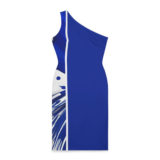 Shoulder Dress - Royal Blue & White Off the Shoulders