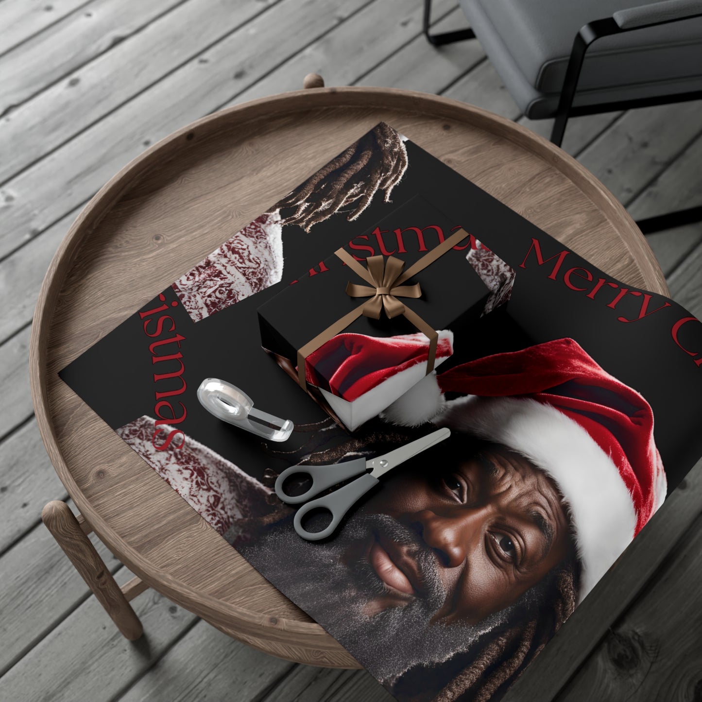 Merry Christmas  African American Inspired Santa Clause -Gift Wrap