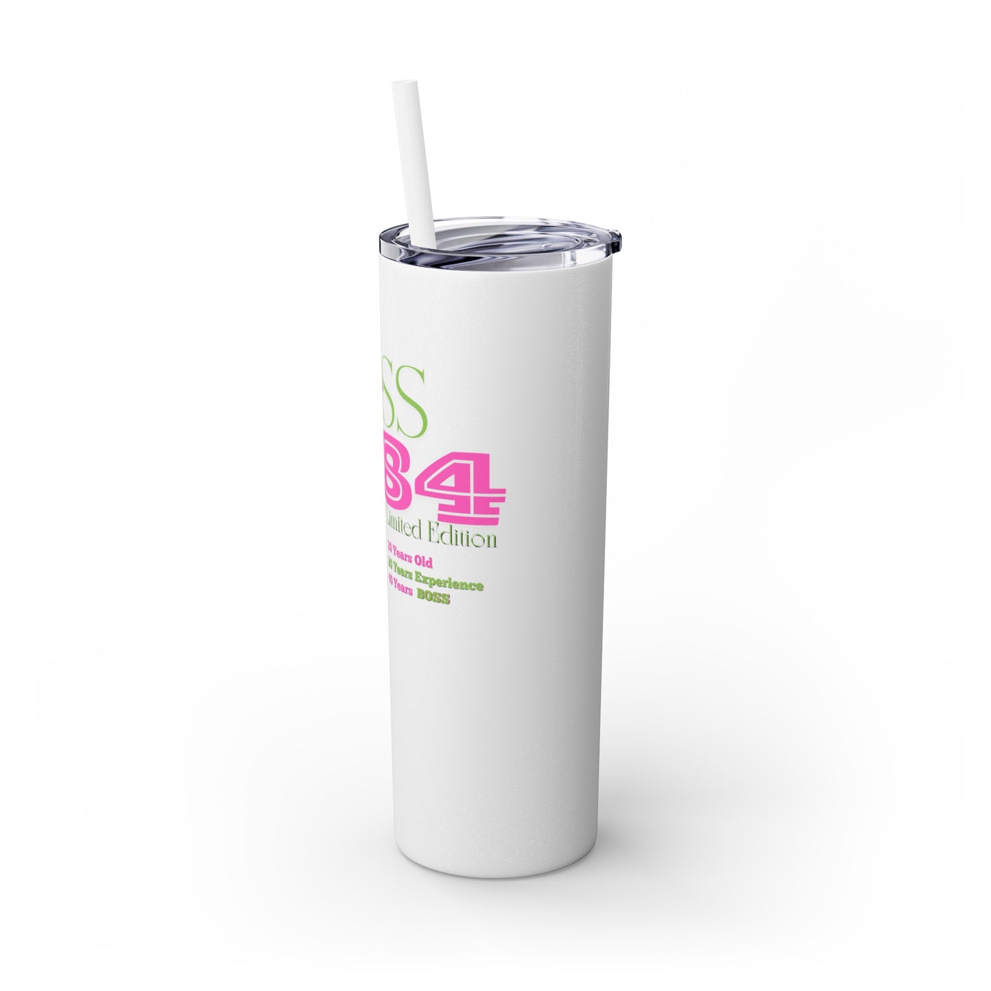 1984 Pink/Green Skinny Tumbler with Straw, 20oz