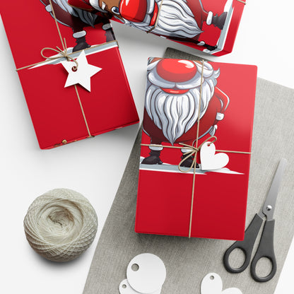 Wrapping Papers - Cheerful Cartoon Reindeer Holiday Gift Wrap, Santa Reindeer Patterned Gift Wrap, Playful