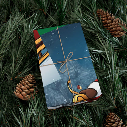 Gift Wrap-African American Inspired Santa on Sleigh