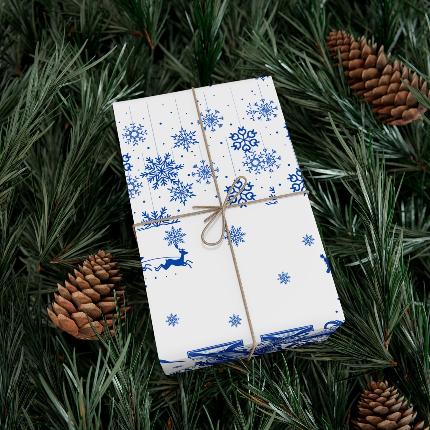 Wrapping Paper, Joy Since 1920 Zeta Inspired Christmas Gift Wrap, Royal Blue and White, Have a Merry Finer Christmas, Holiday