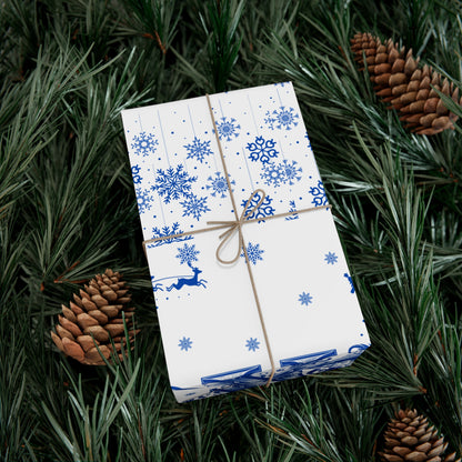 Wrapping Paper, Joy Since 1920 Zeta Inspired Christmas Gift Wrap, Royal Blue and White, Have a Merry Finer Christmas, Holiday