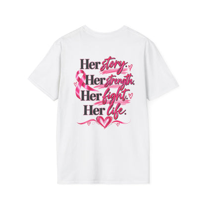 Breast Cancer Awareness T-Shirt — "Beyond the Ribbon" Her Story, Her Strength Design