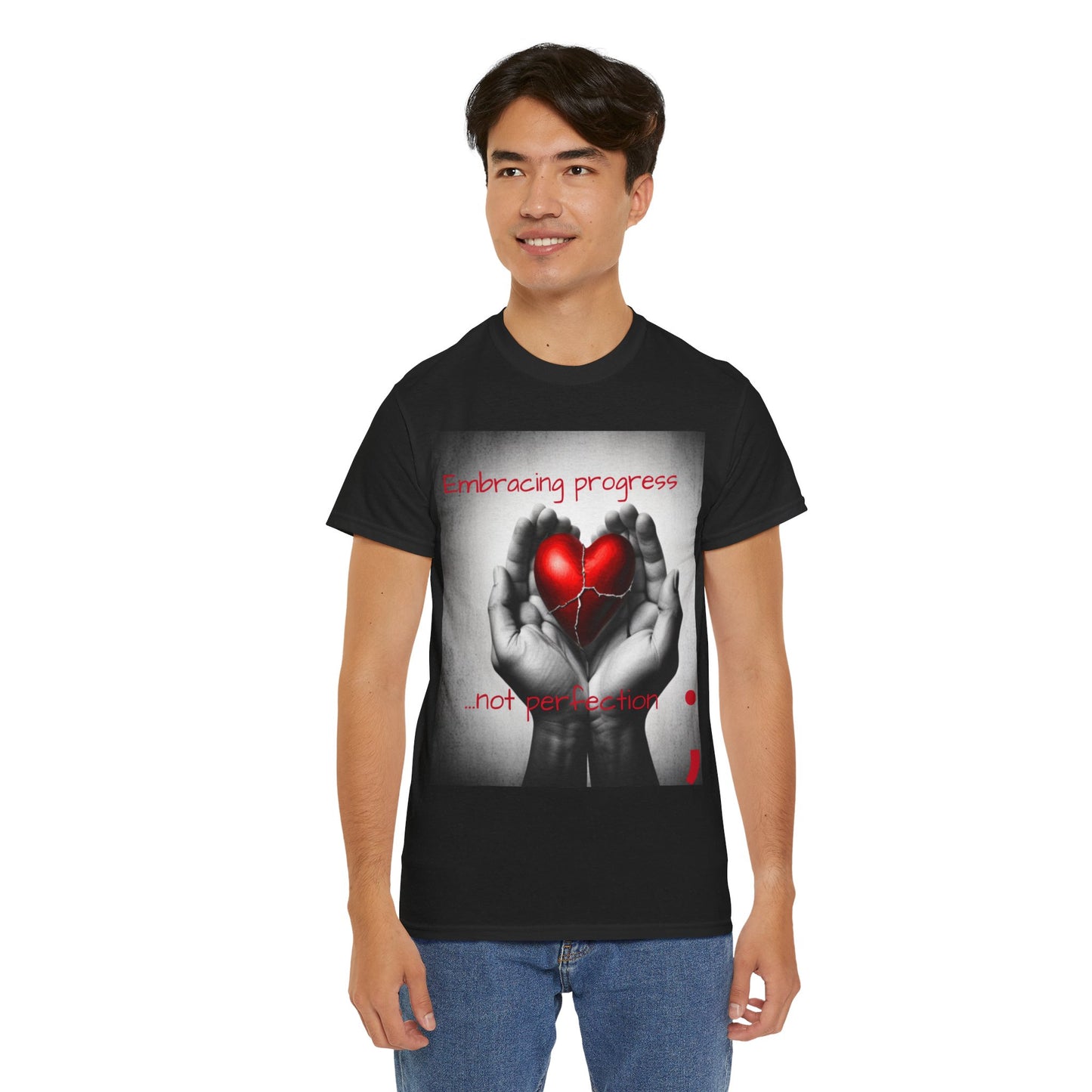Embracing Progress, Not Perfection Mental Health Awareness Unisex Heavy Cotton Tee