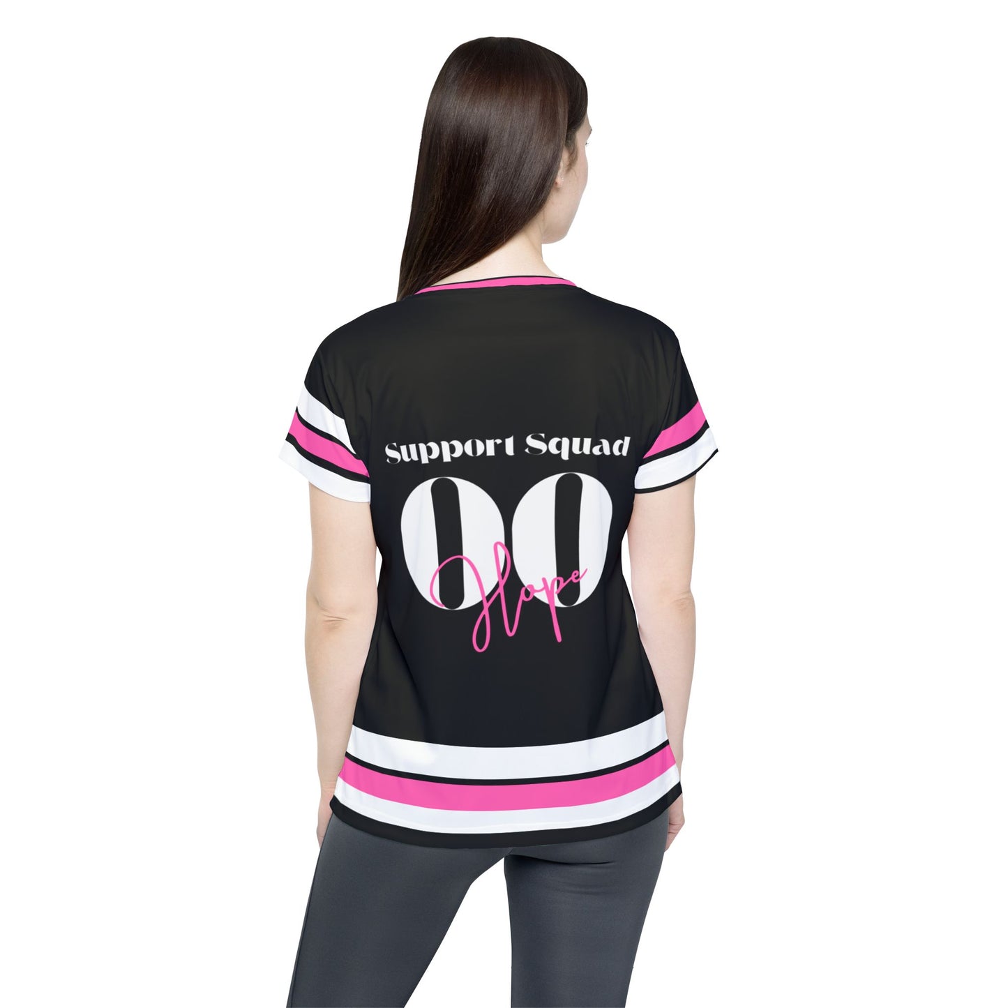 Support Squad Sports Jersey Breast Cancer Awareness Survivor Pink, White and Black