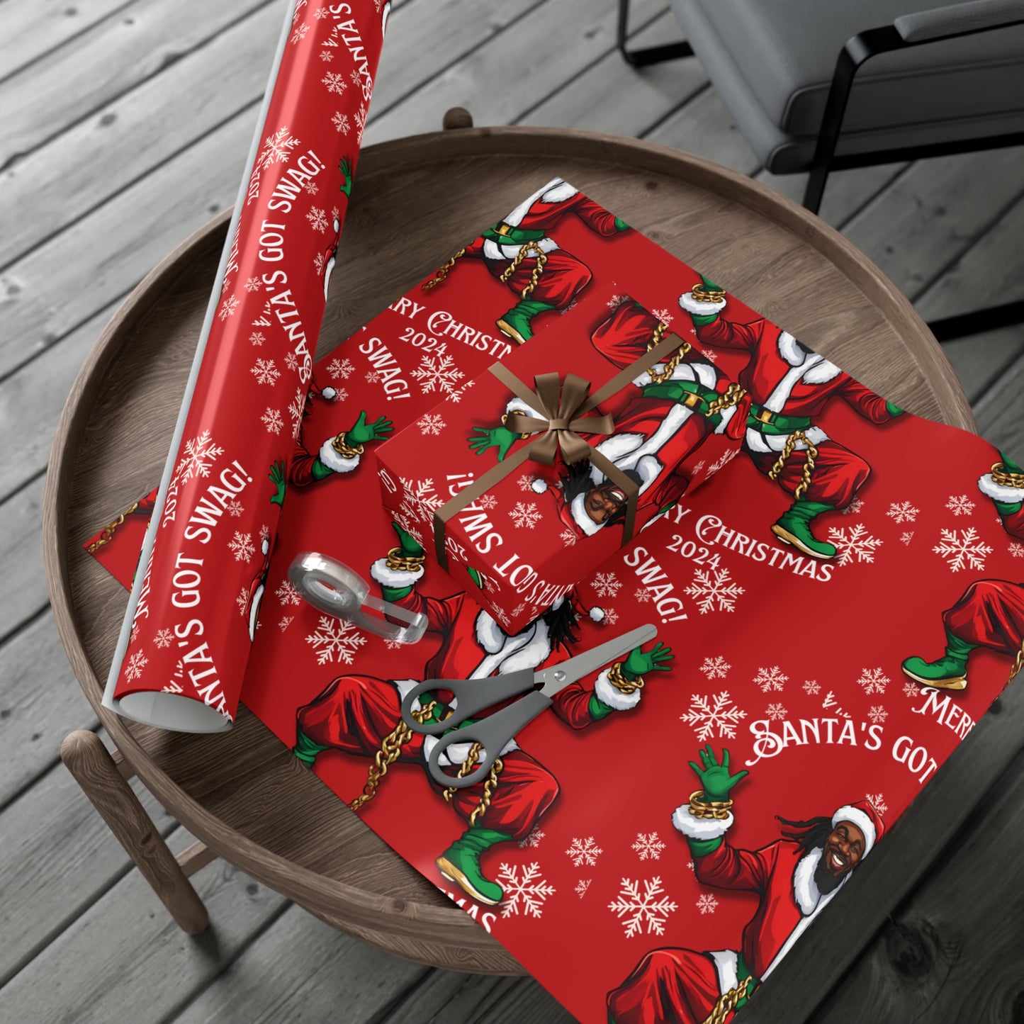 Gift Wrap-African American Inspired Santa Swag