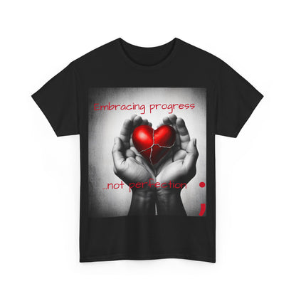 Embracing Progress, Not Perfection Mental Health Awareness Unisex Heavy Cotton Tee