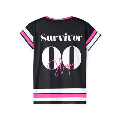 Sports Jersey Breast Cancer Awareness Survivor Pink, White and Black