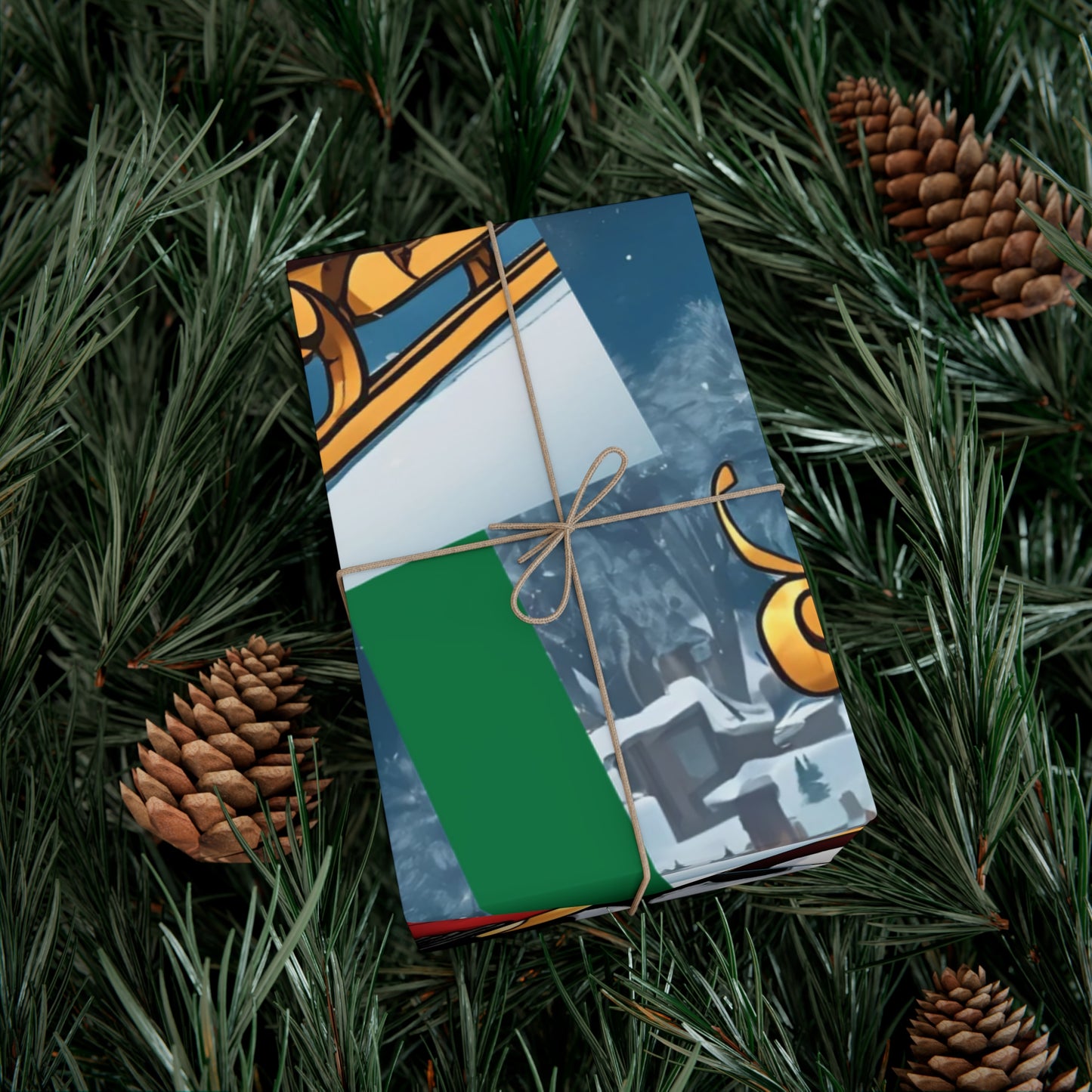 Gift Wrap-African American Inspired Santa on Sleigh