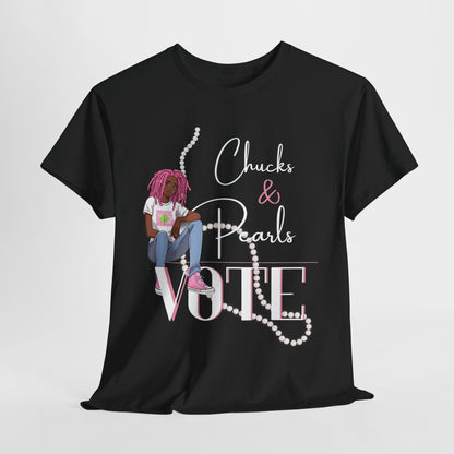 Chucks &  Pearls Pink  Heavy Cotton Tee