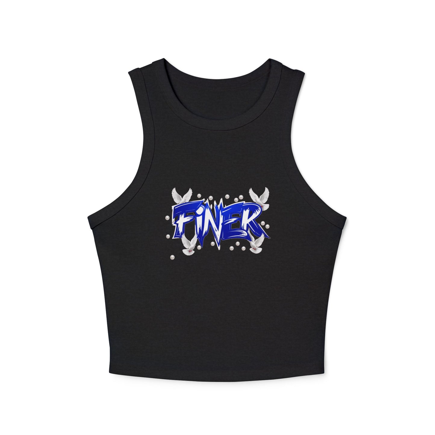 Racer Tank Top, Empowering FINER Graphic Shirt, Women's Activewear, Fitness Tank, Workout Clothing, Stylish Sleeveless Top