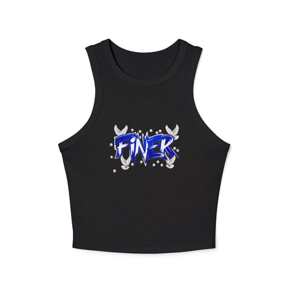 Racer Tank Top, Empowering FINER Graphic Shirt, Women's Activewear, Fitness Tank, Workout Clothing, Stylish Sleeveless Top