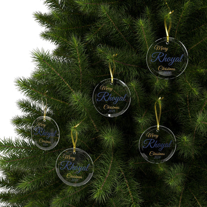 Glass Ornaments Merry Rhoyal Christmas 2024 Royal Blue and Yellow Sorority Inspired Ornament
