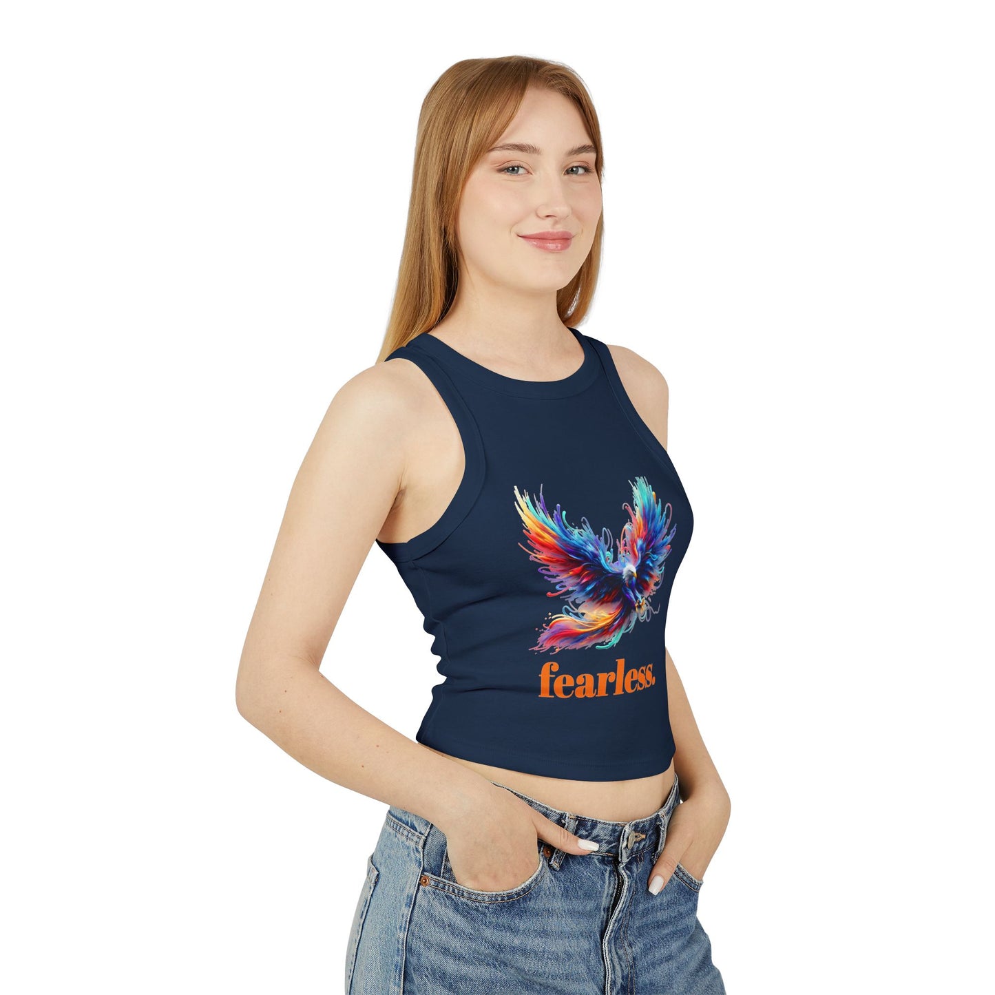 Racer Tank Top, 'fearless' Graphic Design, Edgy & Empowering Top, Casual Outings, Layering, Women's Tee, Graffiti Style