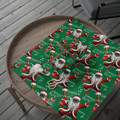 Santa Gotta Groove, African American Santa Christmas Holiday Wrap