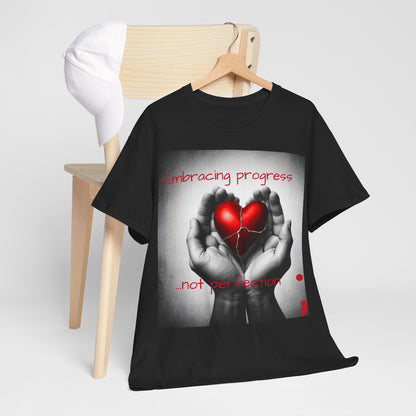 Embracing Progress, Not Perfection Mental Health Awareness Unisex Heavy Cotton Tee