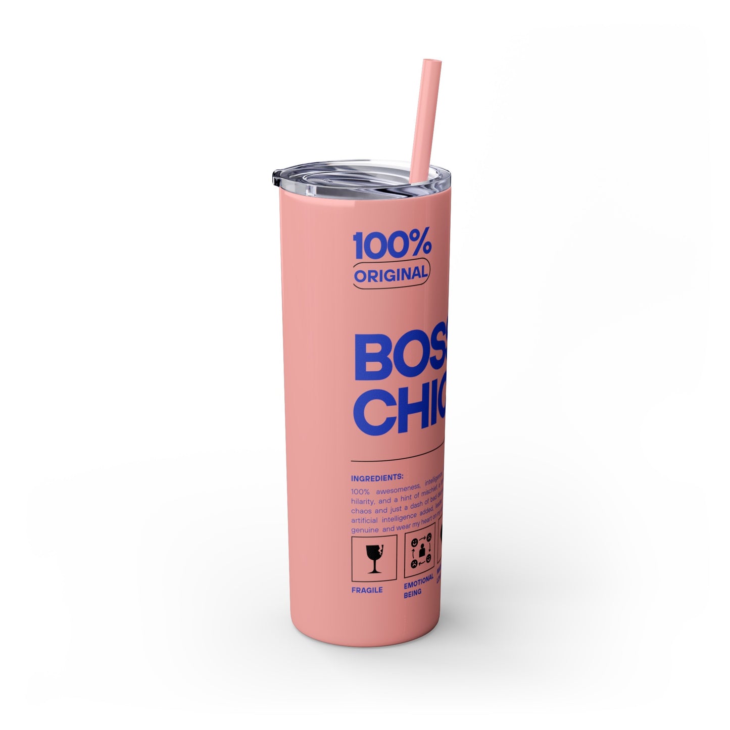 Boss Chick Skinny Tumbler with Straw, 20oz