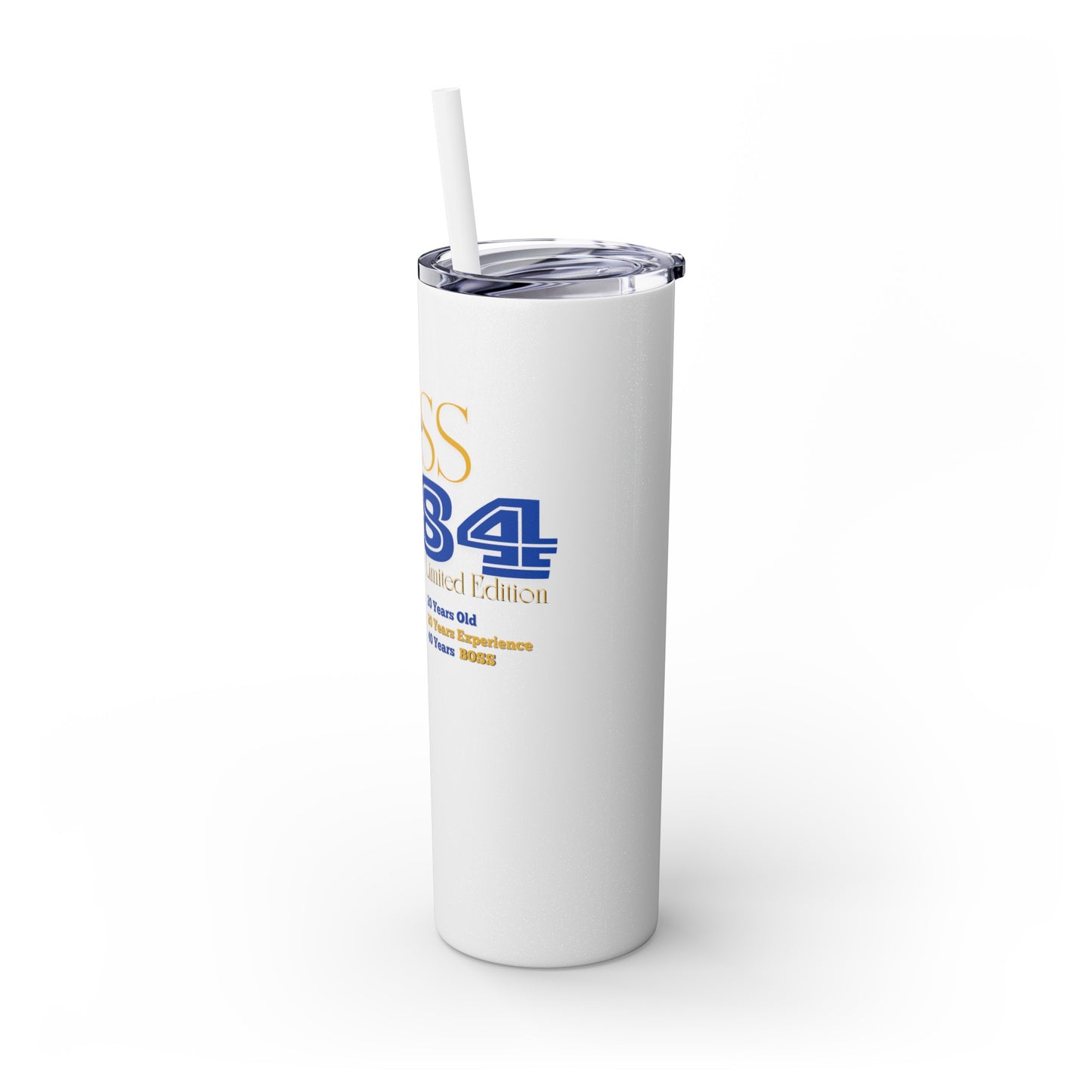 1984 Blue/Gold Skinny Tumbler with Straw, 20oz