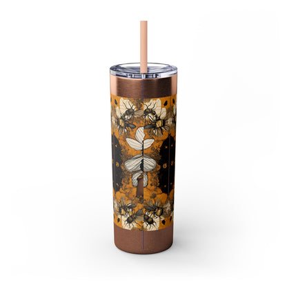 Queen Bee..Fierce & Free Skinny Tumbler with Straw, 20oz