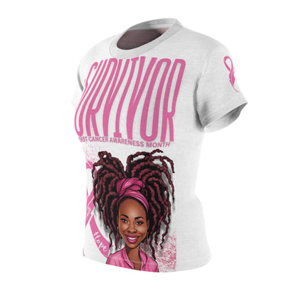 Pink/White Women's Tee Breast Cancer Awareness Month Survivor