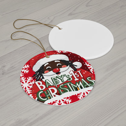 Ceramic Ornament, Christmas Decor, Holiday Bauble, Festive Santa Ornament, Xmas Tree Decoration, Santa Claus Ornament, Stocking Stuffer