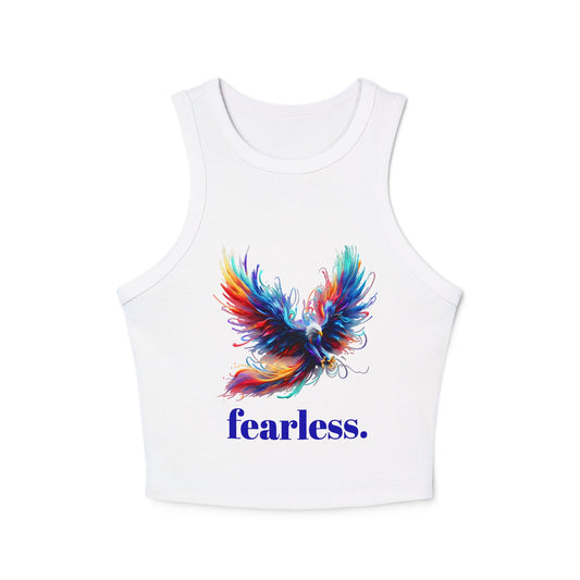 Racer Tank Top, 'fearless' Graphic Design, Edgy & Empowering Top, Casual Outings, Layering, Women's Tee, Graffiti Style