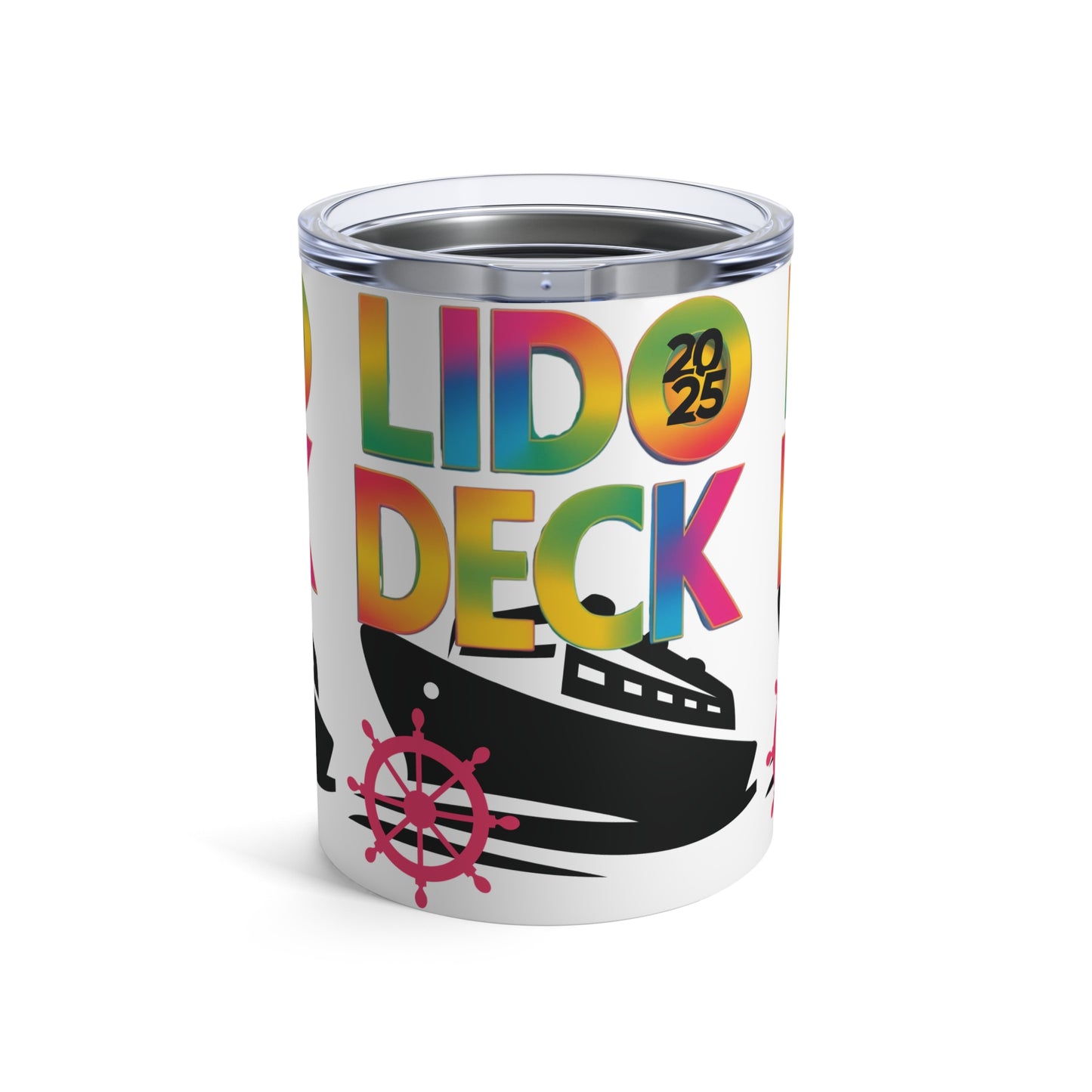 Tumbler 10oz Lido Deck Cruise 2025 Rainbow Nautical Ship's Wheel Design
