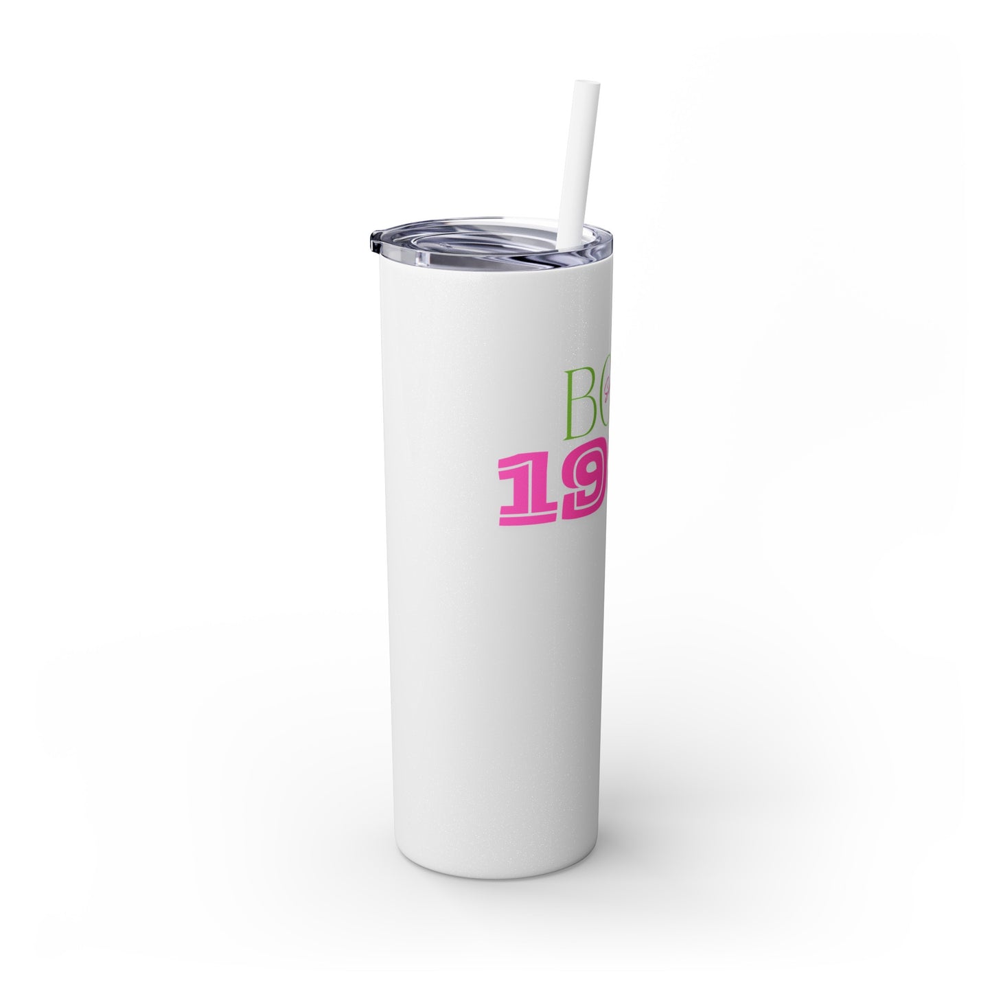 1984 Pink/Green Skinny Tumbler with Straw, 20oz