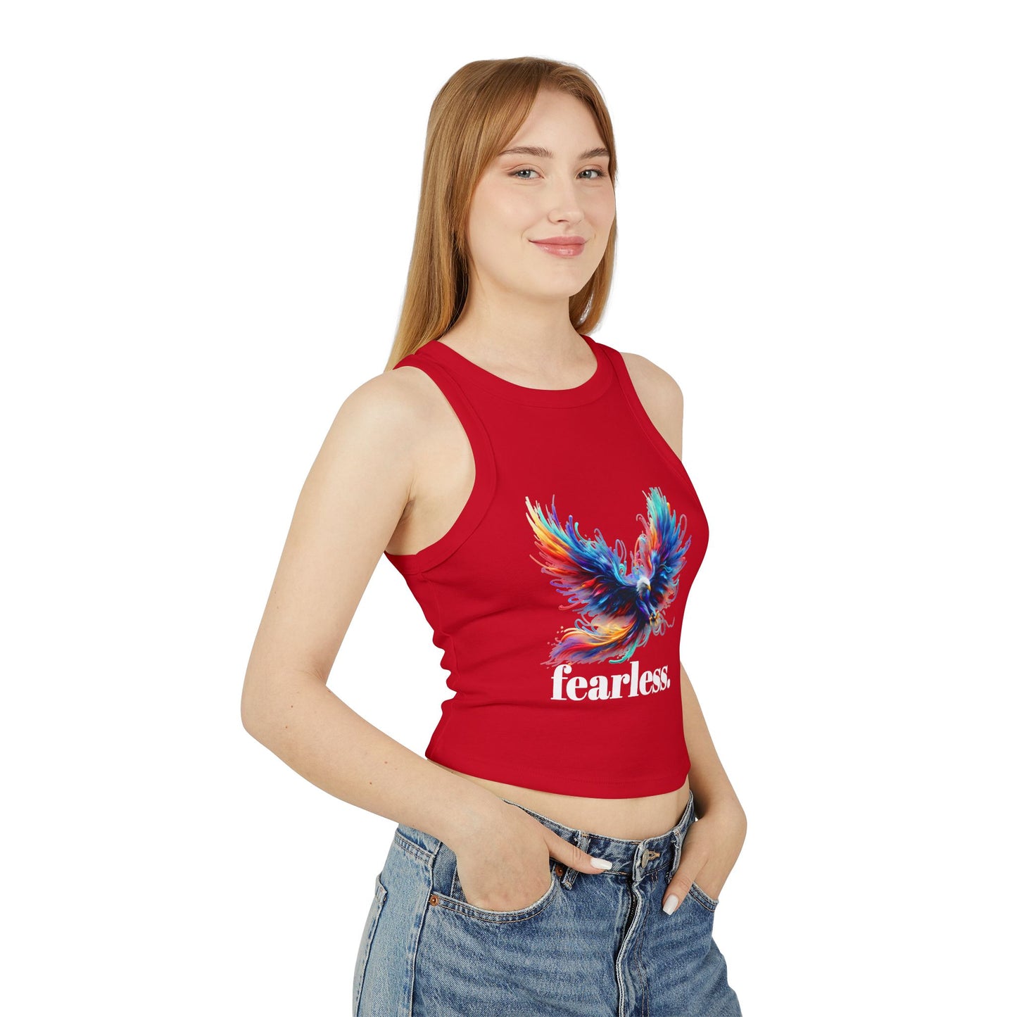 Racer Tank Top, 'fearless' Graphic Design, Edgy & Empowering Top, Casual Outings, Layering, Women's Tee, Graffiti Style
