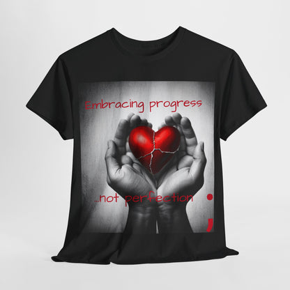 Embracing Progress, Not Perfection Mental Health Awareness Unisex Heavy Cotton Tee
