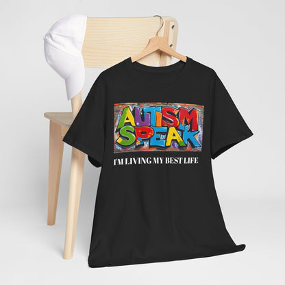 Graffiti Style Tee Shirt with 'AUTISM SPEAK' Design