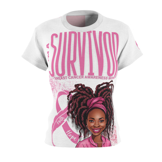 Pink/White Women's Tee Breast Cancer Awareness Month Survivor