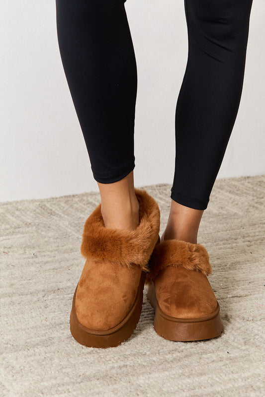 Legend Footwear Furry Chunky Platform Ankle Boots-VMA Specialties Boutique
