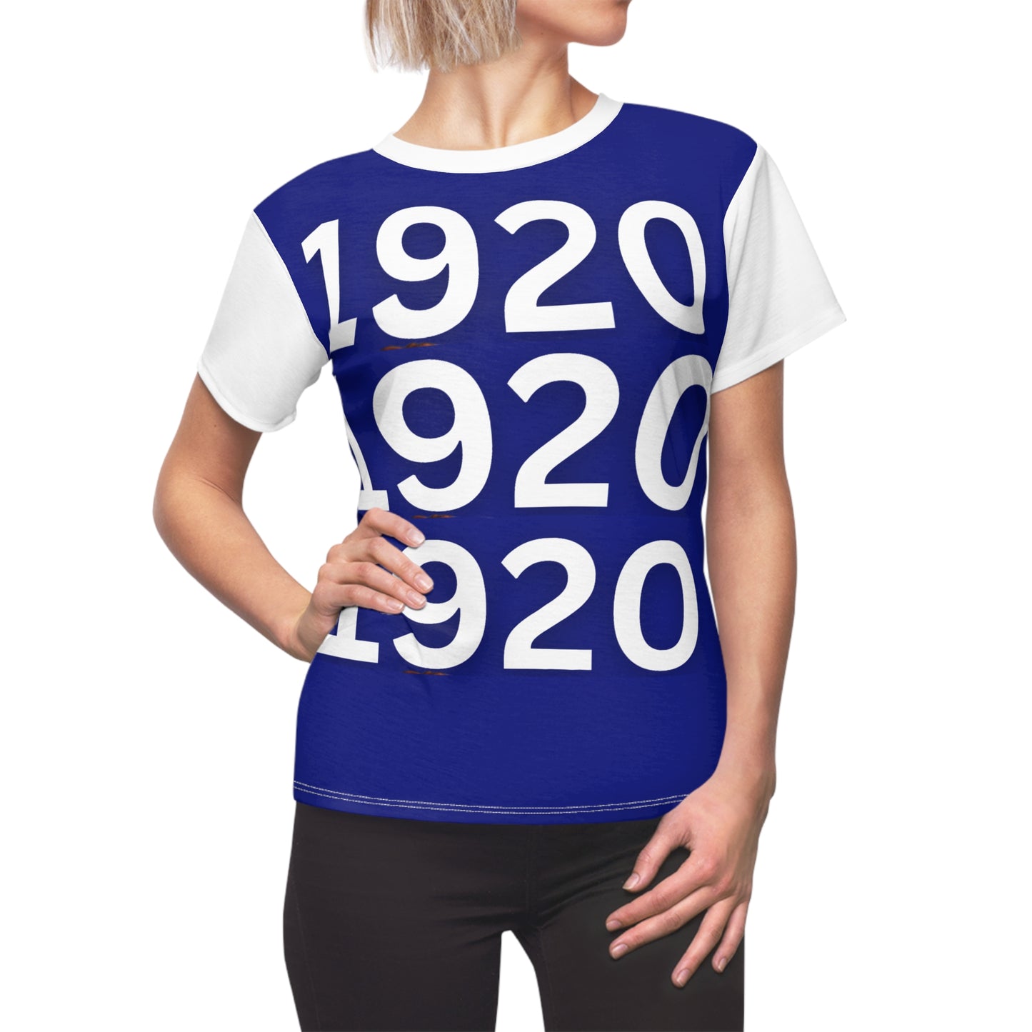 1920 Women's Tee - Royal Blue & White Cut & Sew T-Shirt for Commemorative Groups or Organizations