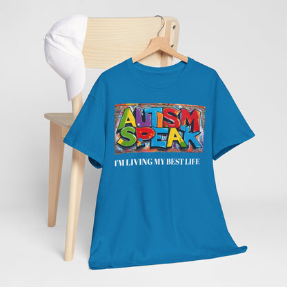 Graffiti Style Tee Shirt with 'AUTISM SPEAK' Design