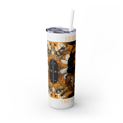 Queen Bee..Fierce & Free Skinny Tumbler with Straw, 20oz