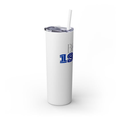 1984 Blue/Silver Skinny Tumbler with Straw, 20oz