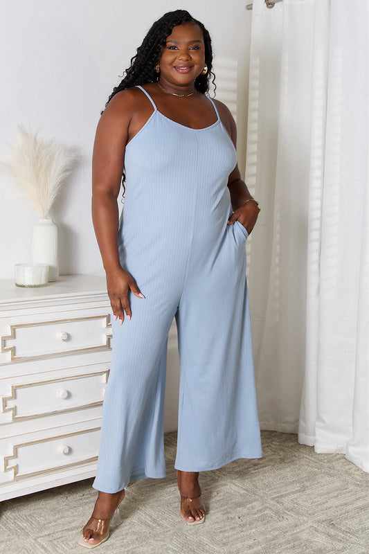 Basic Bae Full Size Spaghetti Strap V-Neck Jumpsuit-VMA Specialties Boutique
