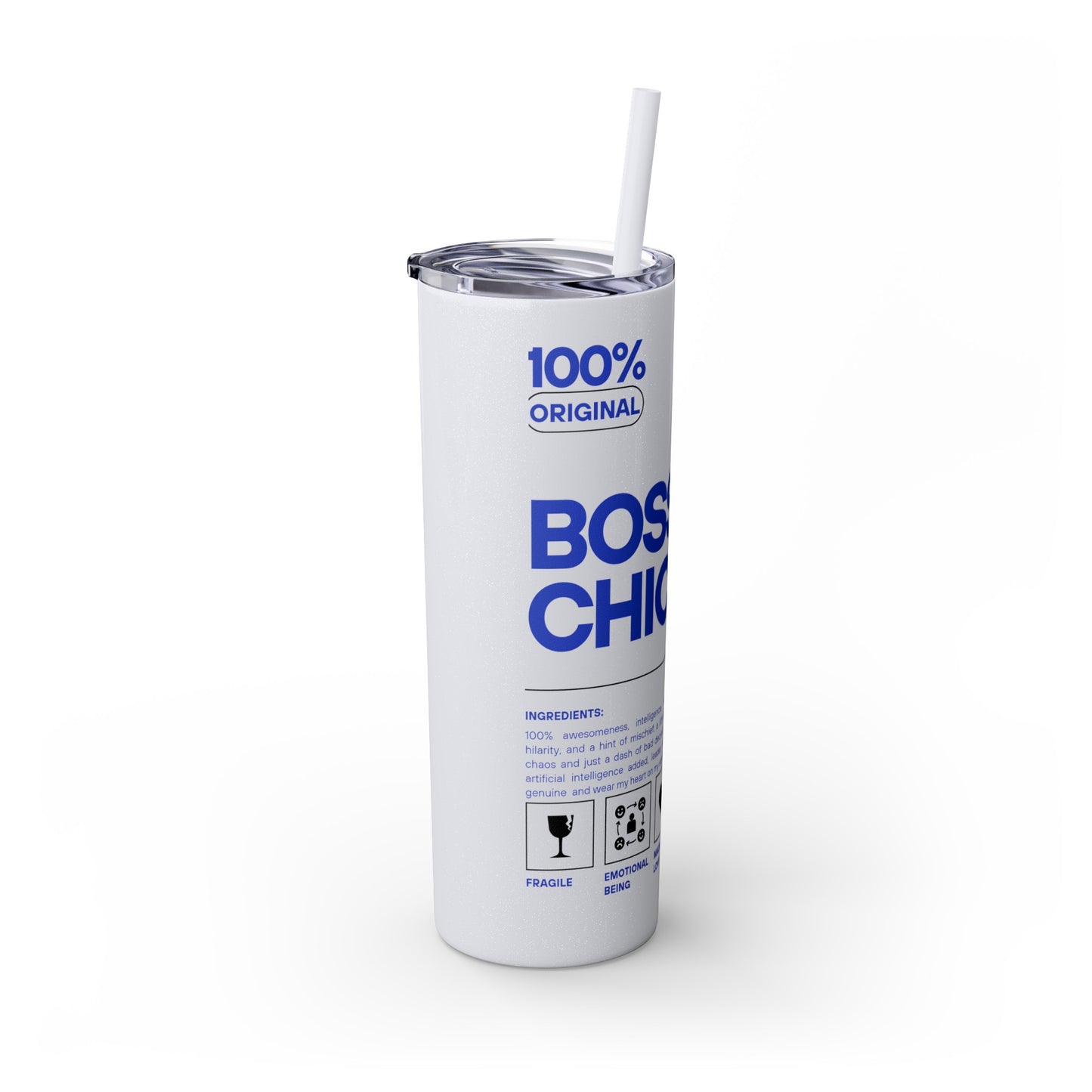 Boss Chick Skinny Tumbler with Straw, 20oz
