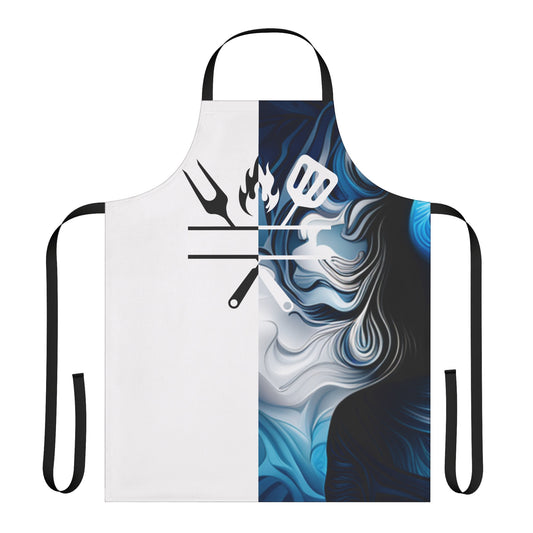The Personalization Black/Blue/White Grill Apron, Color Strap