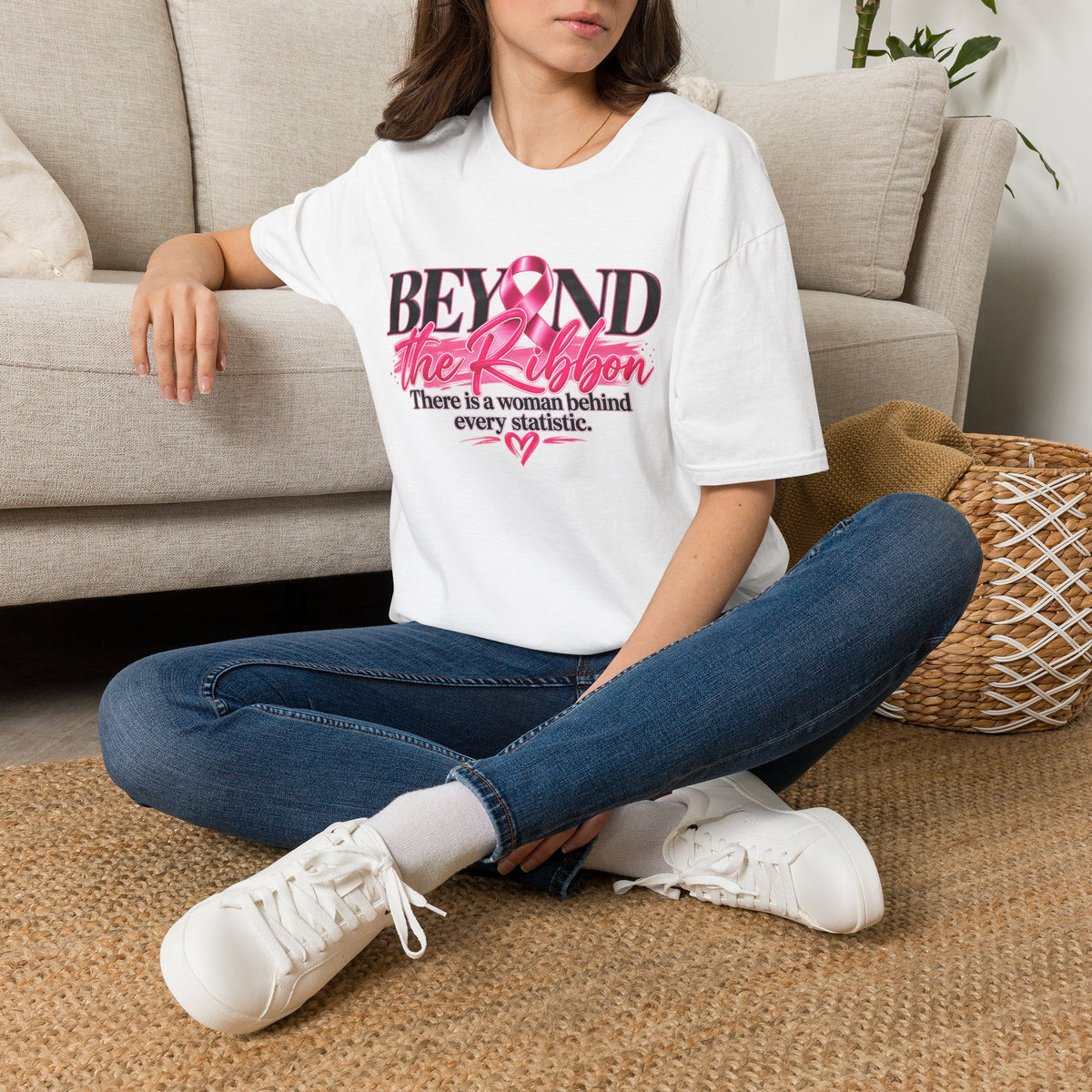 Breast Cancer Awareness T-Shirt — "Beyond the Ribbon" Her Story, Her Strength Design