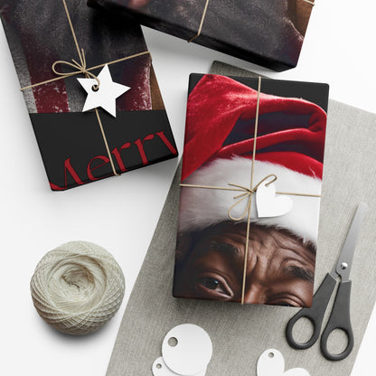 Merry Christmas  African American Inspired Santa Clause -Gift Wrap